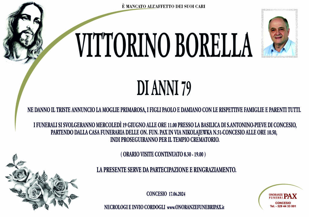 VITTORINO BORELLA - MANIFESTO